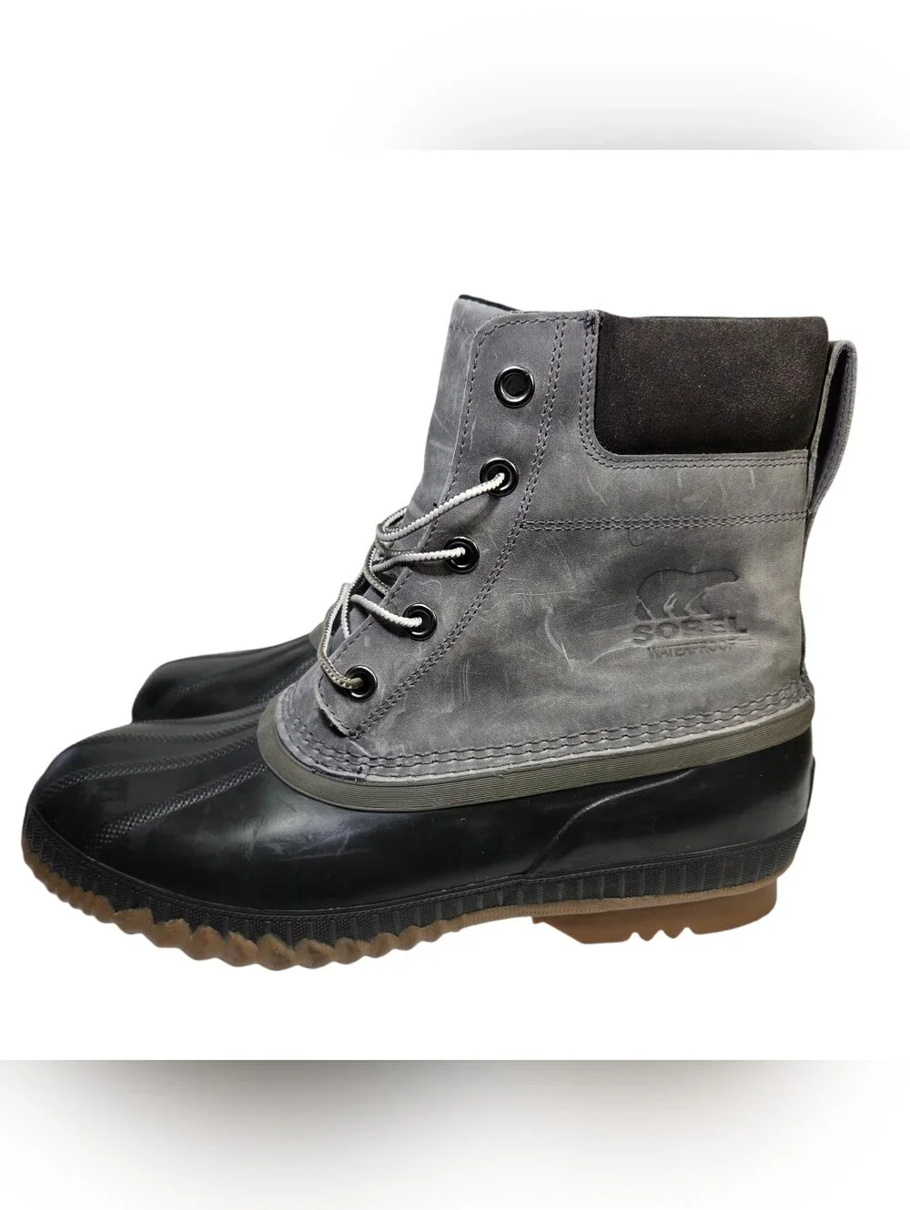 Sorel Men's Gray and Black Waterproof Lace-Up Rain & Snow Boots. Size 11.5